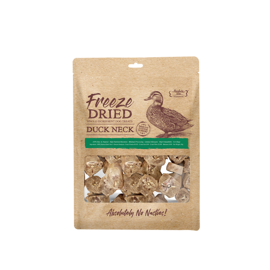 Absolute Bites Single Ingredient Freeze Dried Raw Treats for Dogs - Duck Neck