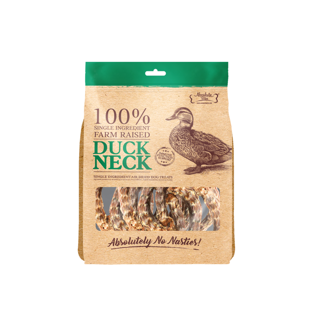 Absolute Bites Single Ingredient Air Dried Treats for Dogs - Duck Necks (300g)