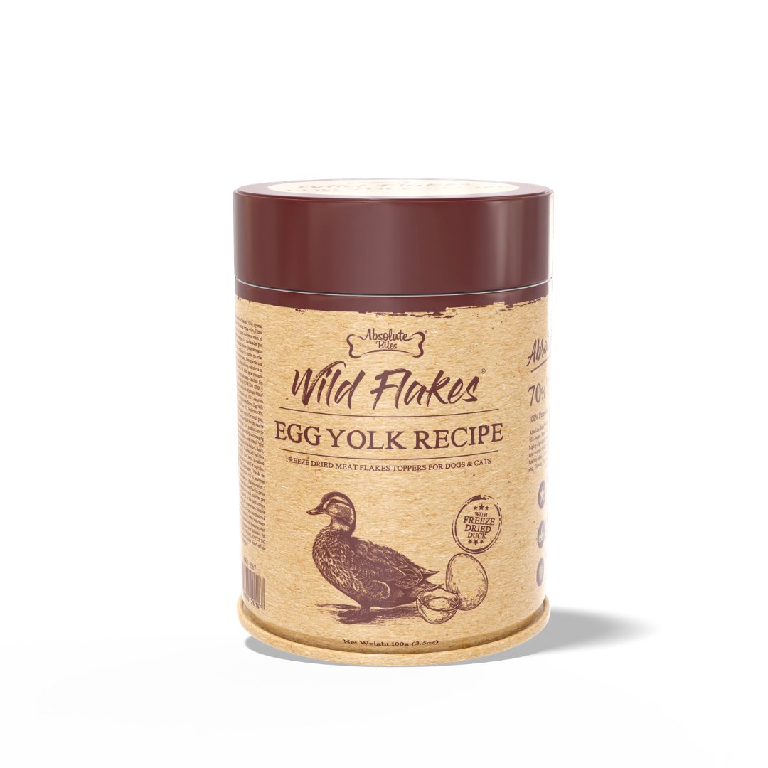 Absolute Bites Freeze Dried Wild Flakes Meat Flakes Toppers - Duck With Egg Yolk