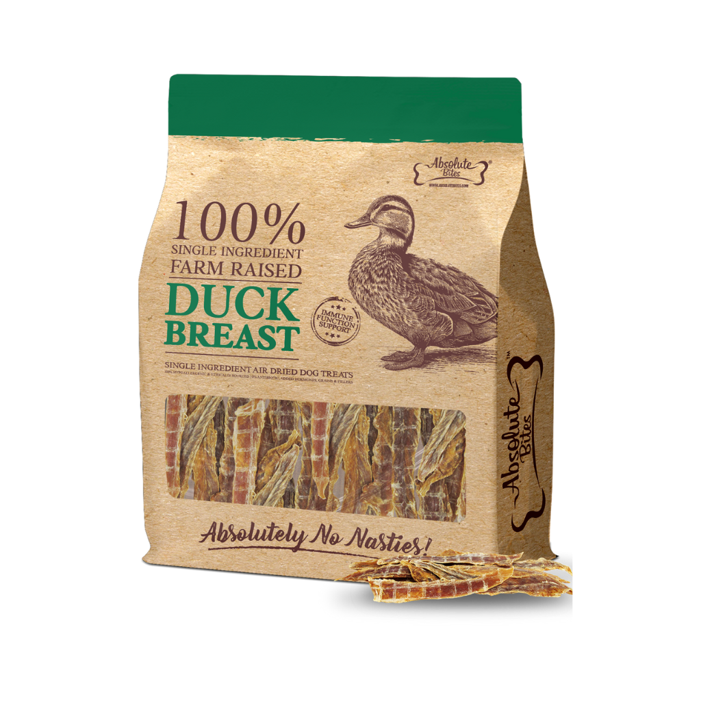 Absolute Bites Single Ingredient Air Dried Treats for Dogs - Duck Breast (350g)