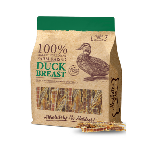 Absolute Bites Single Ingredient Air Dried Treats for Dogs - Duck Breast (350g)