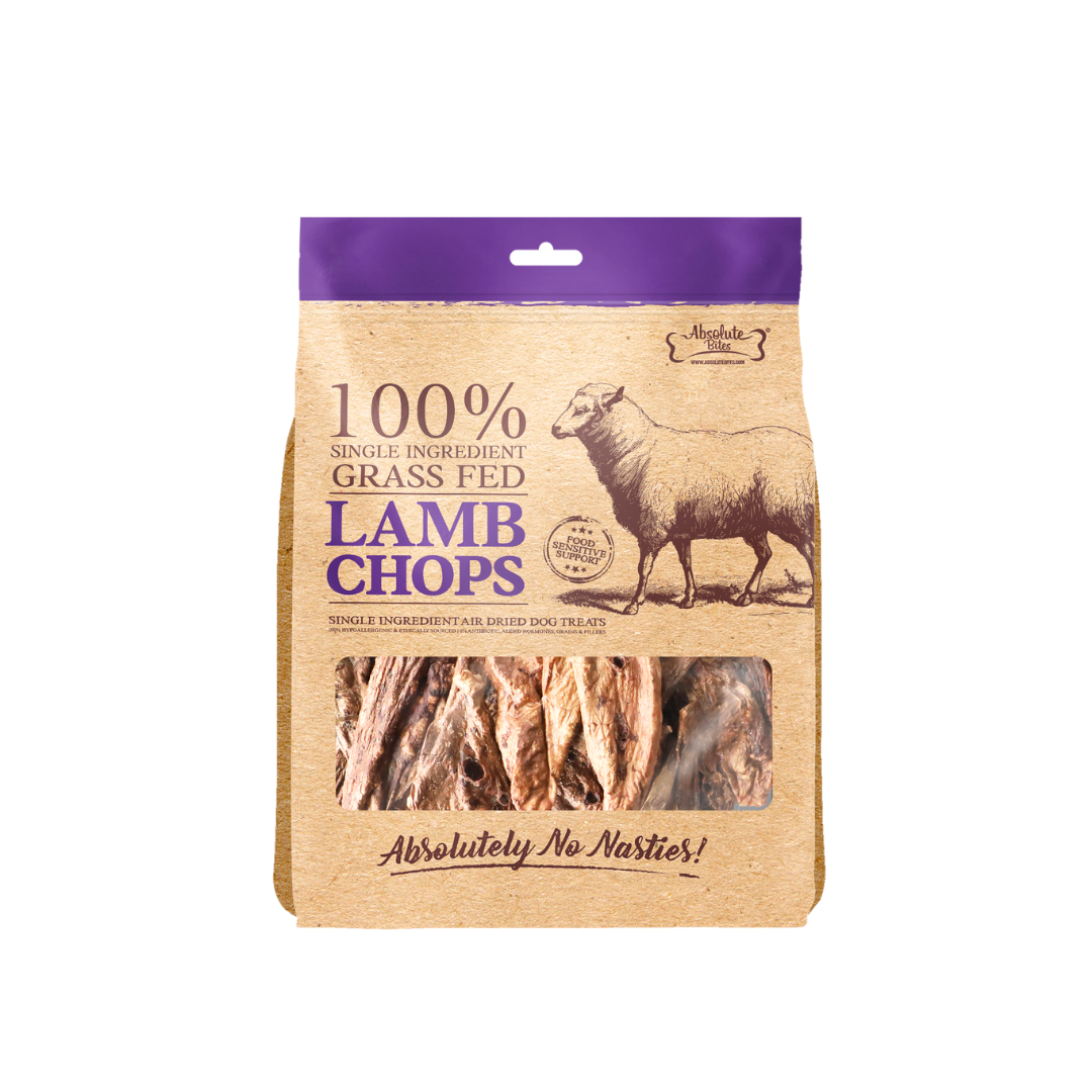 Absolute Bites Single Ingredient Air Dried Treats for Dogs & Cats - Lamb Chop