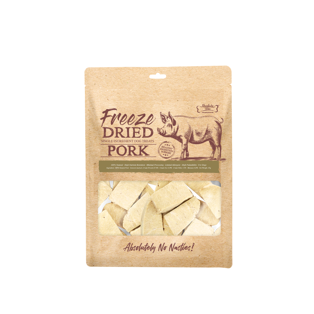 Absolute Bites Single Ingredient Freeze Dried Dog Treats - Pork