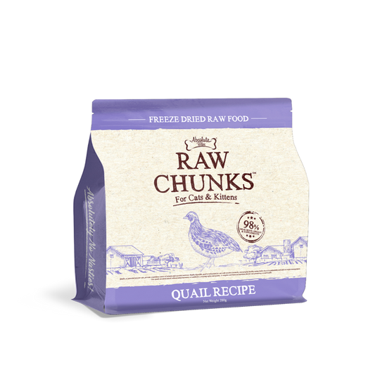 Absolute Bites Raw Chunks Freeze Dried Raw Food for Cats & Kittens | Quail Recipe