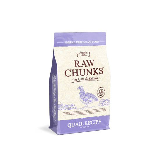 Absolute Bites Raw Chunks Freeze Dried Raw Food for Cats & Kittens | Quail Recipe