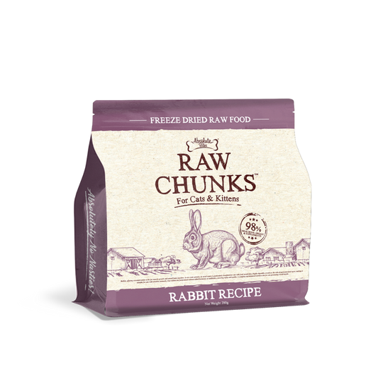 Absolute Bites Raw Chunks Freeze Dried Raw Food for Cats & Kittens | Rabbit Recipe