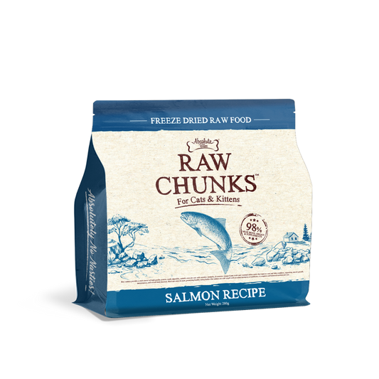 Absolute Bites Raw Chunks Freeze Dried Raw Food for Cats & Kittens | Salmon Recipe