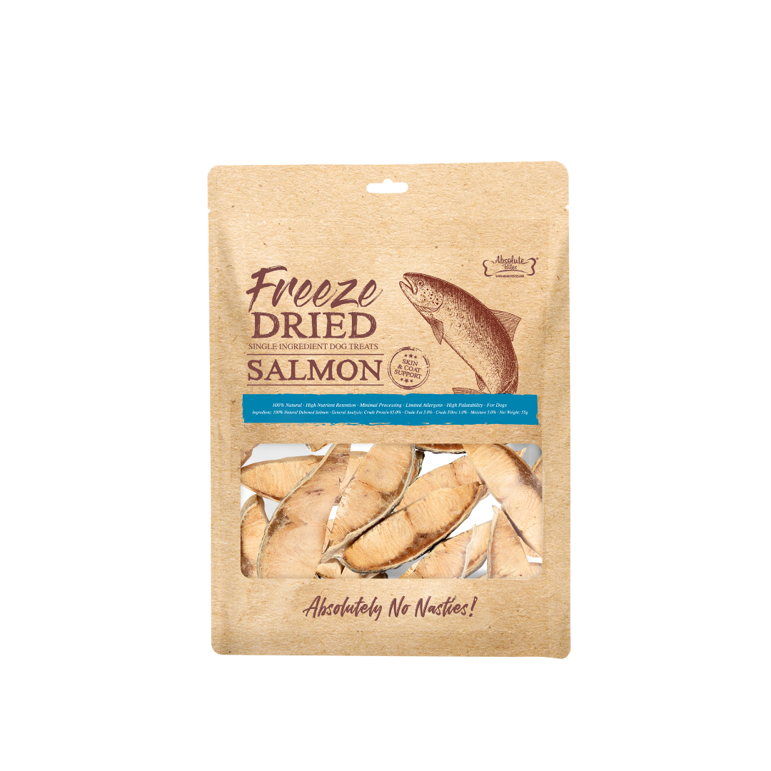 Absolute Bites Single Ingredient Freeze Dried Treats for Dogs & Cats - Salmon