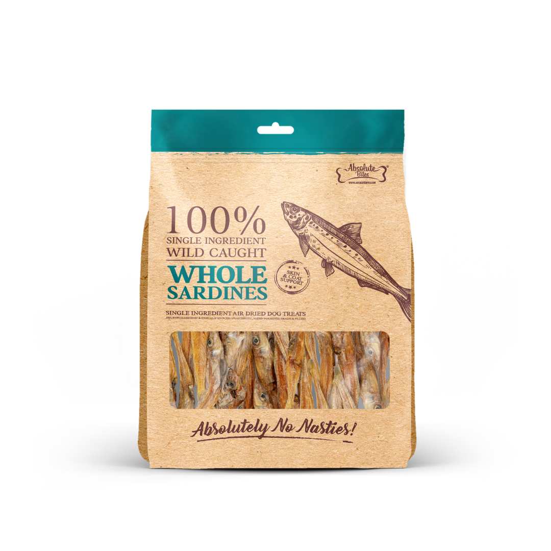 Absolute Bites Single Ingredient Air Dried Treats for Dogs - Whole Sardines