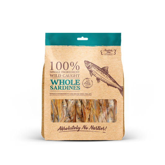 Absolute Bites Single Ingredient Air Dried Treats for Dogs - Whole Sardines