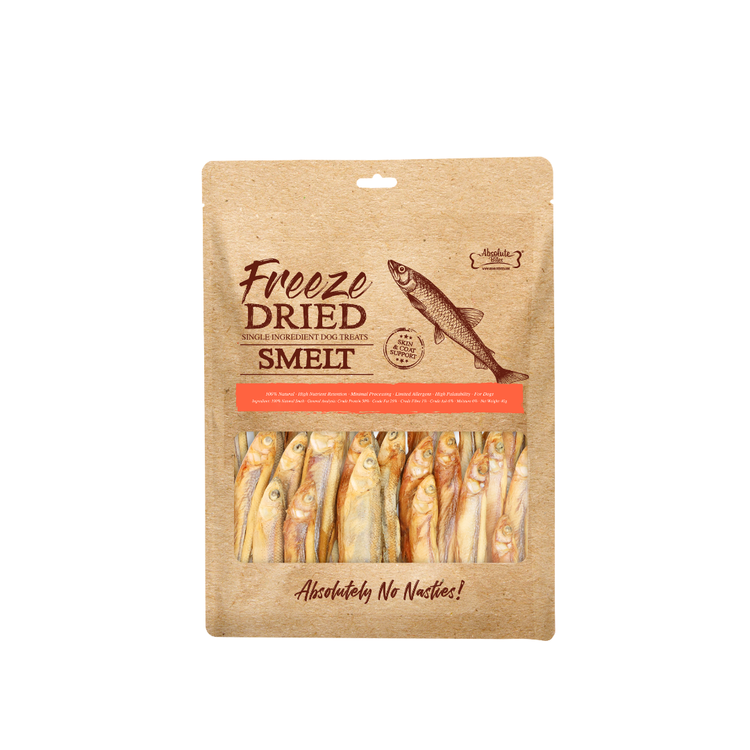 Absolute Bites Single Ingredient Freeze Dried Dog Treats - Smelt