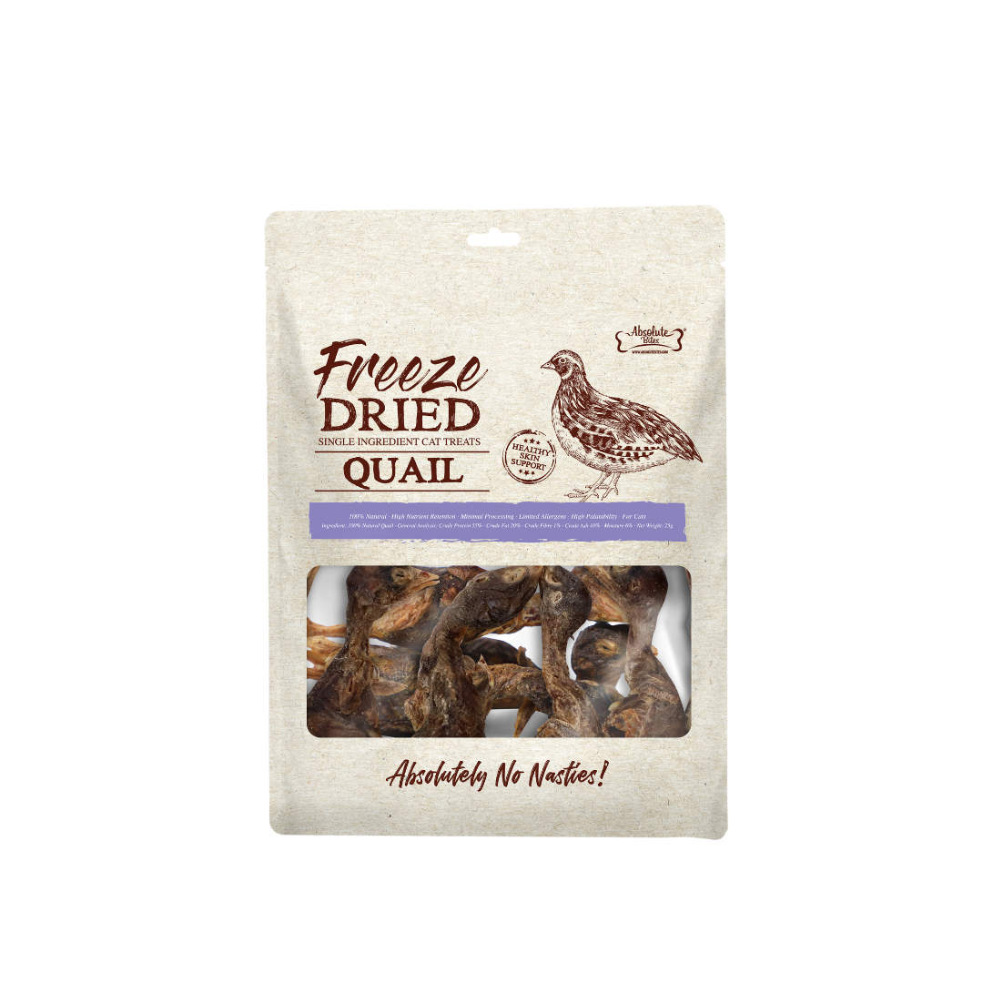 Absolute Bites Single Ingredient Freeze Dried Cat Treats - Quail