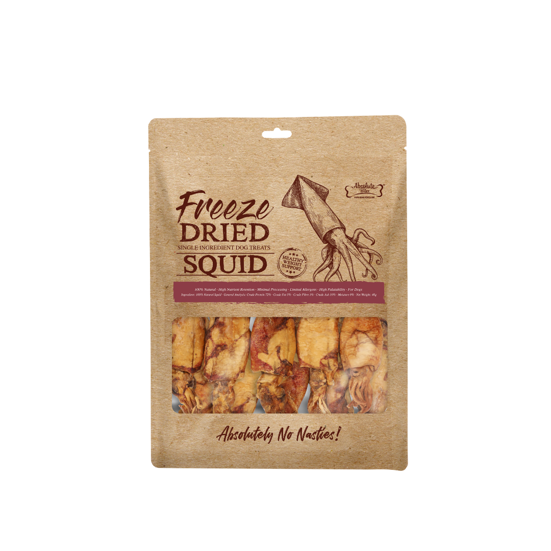 Absolute Bites Single Ingredient Freeze Dried Dog Treats - Squid